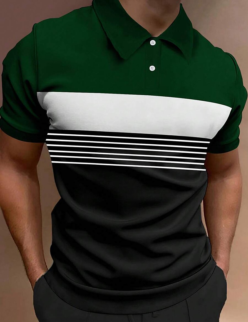 Men's Button Up Polos Polo Shirt Casual Sports Lapel Short Sleeve Fashion Basic Color Block Button Summer Regular Fit Fire Red Black White Army Green Dark Navy Dark Gray Button Up Polos 2025 - $16.49 –P9