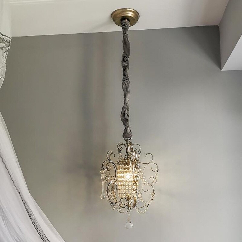 led lysekroner, pendellys loft rustikk enkelthode jern led krystall lysekrone metall soverom auditorium hengende lampe takbeslag lys belysning rustikk elegant gårdshus komp 110-240v 2025 - $257.89 –P7