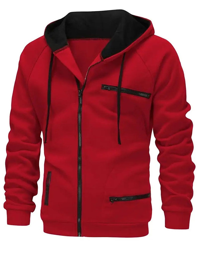 Hombre Sudadera con cremallera Sudaderas con cremallera Negro Blanco Vino Color Camello Gris Oscuro Con Capucha Bloque de color Cerrar Bolsillo Deporte Diario Deportes Poliéster Ropa de calle Fresco 2025 - $19.49 –P7