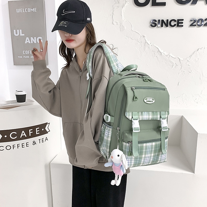 školní batoh bookbag kreslená mřížka pro studenty chlapce dívky multifunkční voděodolná velkokapacitní oxfordská tkanina školní taška batoh brašna 21,19 palce, dárek do školy 2025 - $36.99 –P12