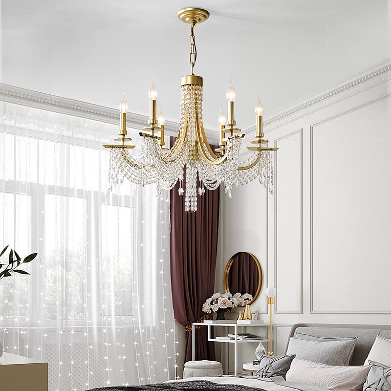 moderno lampadario in cristallo trasparente regolabile 6/8 luci cristallo montaggio a filo appeso a soffitto lampada a sospensione classico apparecchio di illuminazione in stile candela e12/e14 per del 2025 a $601.99 –P7