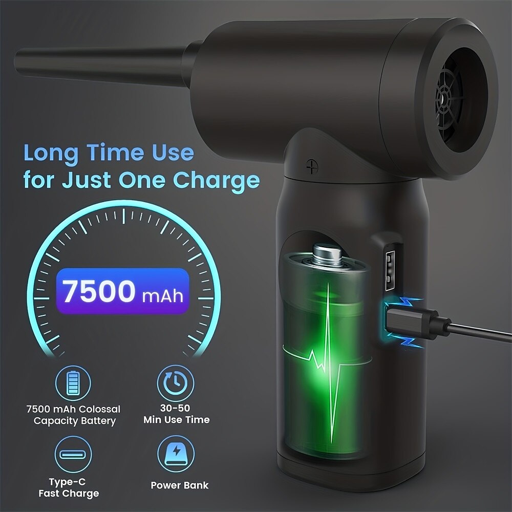 Compressed Air Duster 50000 RPM Keyboard Cleaner For Office 2 Adjustable Speed Electric Air Dusters Good Replacement For Compressed Air Can 6000 MAh Rechargeable Electric Duster For Deep Cleaning 2025 - $59.99 –P7