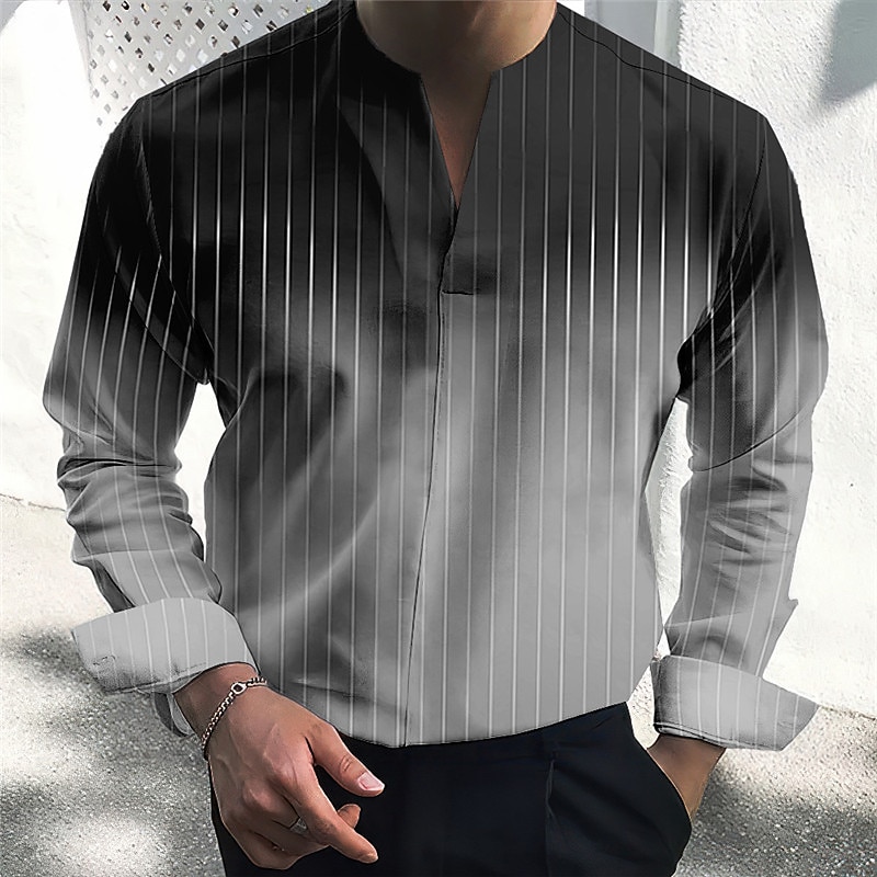 Voor heren Overhemd Verloop Buiten Casual Blozend Roze blauw Groen Khaki Lange mouw V-hals Zomer Herfst Kleding Afdrukken 2025 - $26.99 –P8