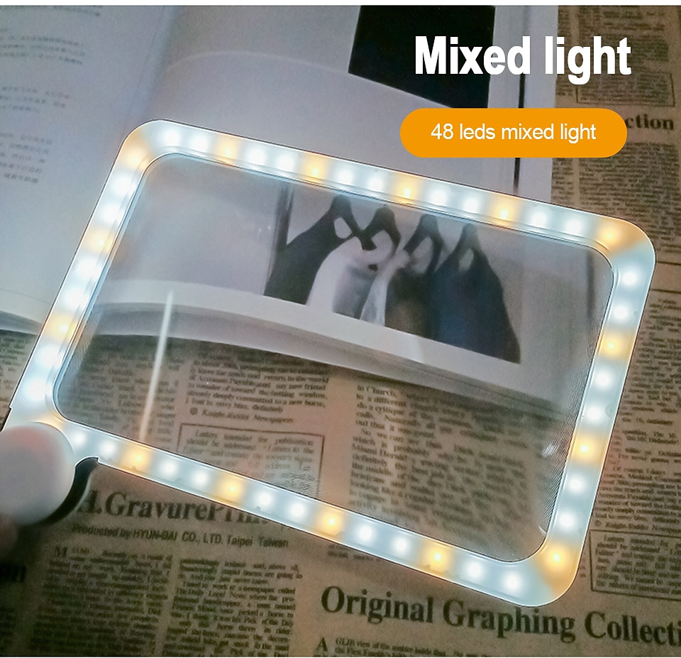 Full-Page 5X Magnifying Glass for Reading, Folding Lighted Magnifier with 48 LED Lights, Handheld Rectangular Lens for Seniors 2025 - $23.99 –P14