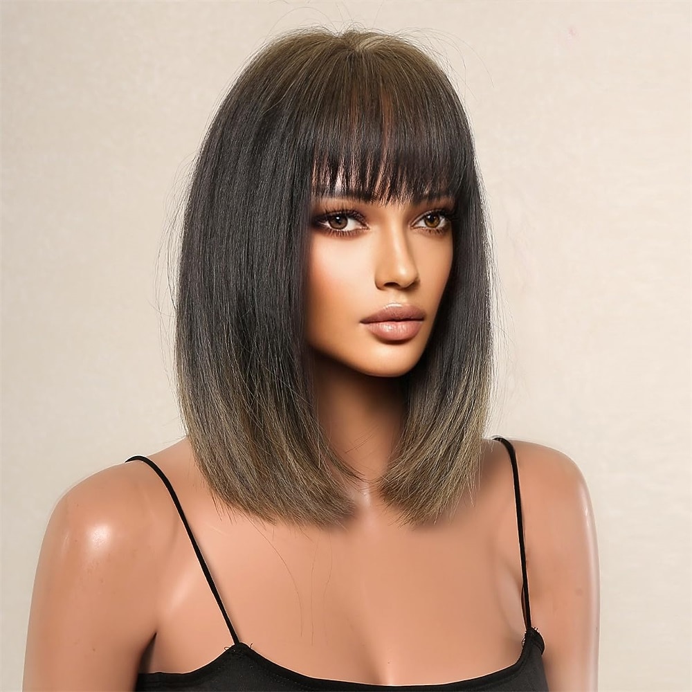 parrucche bob nere per donna parrucche bob corte con frangia parrucche dritte per uso quotidiano sostituzione dei capelli capelli naturali in cerca di uso quotidiano da ragazza del 2026 a $24.99 –P10