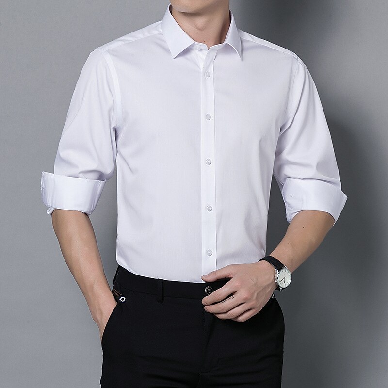 Men's Work Shirt Non Iron Shirt Solid / Plain Color Wedding Office & Career Light Blue Black White Dark Navy Long Sleeve Turndown All Seasons Clothing Apparel 2025 - AU $46.64 –P4