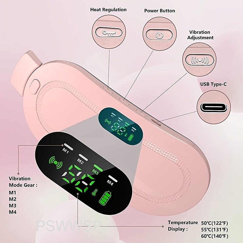 Portable Cordless Heating Pad Menstrual Heating Pad  Heating Pad For Back With 3-Speed Temperature Adjustment And 4-Speed Massage Modes Portable Electric Fast Heating Belly Wrap Belt For Women 2025 - $25.99 –P6