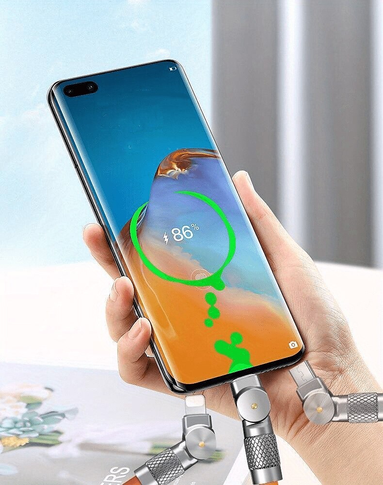 120W 3 in 1 Super Fast Charging Cable Micro USB Type c Gaming180° Rotating Data Cable For Huawei Smart Phone Silicone Cable 2025 - $17.99 –P10