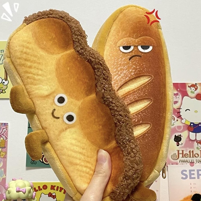 Bread Toast Pencil Case Bag for Girls Cute Plush Pen Pouch Box Large Capacity Student School Supplies 2025 - $11.99 –P7