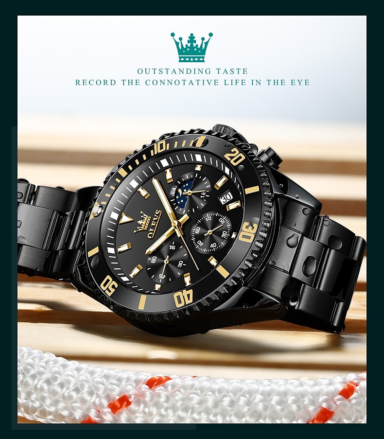 OLEVS Heren Quartz horloges Luxe Grote wijzerplaat Modieus Zakelijk Weergave maanfase Lichtgevend Kalender WATERDICHT Legering Horloge 2025 - $29.99 –P16