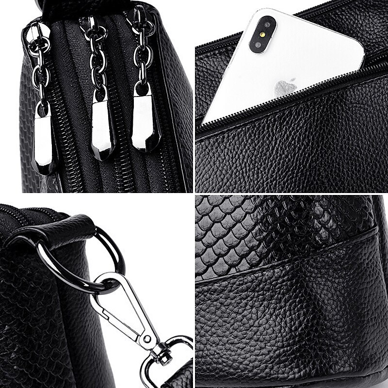 Mulheres Bolsa crossbody Bolsa de ombro Bolsa Hobo Couro PU Compras Diário Ziper Grande Capacidade Prova-de-Água Durável Côr Sólida Cobra Vermelho Vinho rei da terra Preto de 2025 por $26.99 -P10