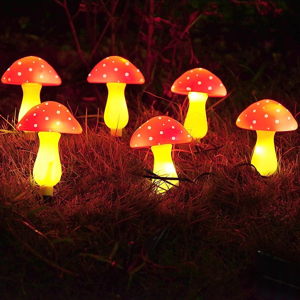שמש חיצוני עמיד למים גן פטריות אורות 6led 8 מצבי תאורה גן דשא חצר וילה שביל פטיו נוף חג קישוט אור 2025 - $30.99 –P9