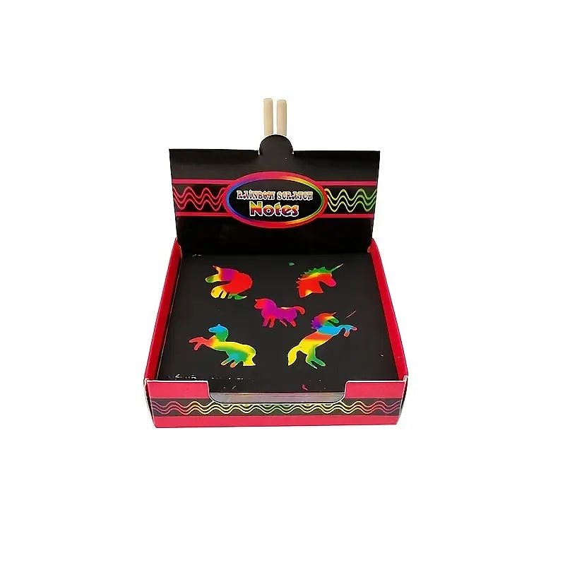 100pcs scratch art arc-en-ciel mini notes avec stylet en bois coloré scratch art mini notes coloré scratch art bricolage enfants maternelle élèves doodle peinture cadeaux de fête de 2025 ? $11.99 –P4