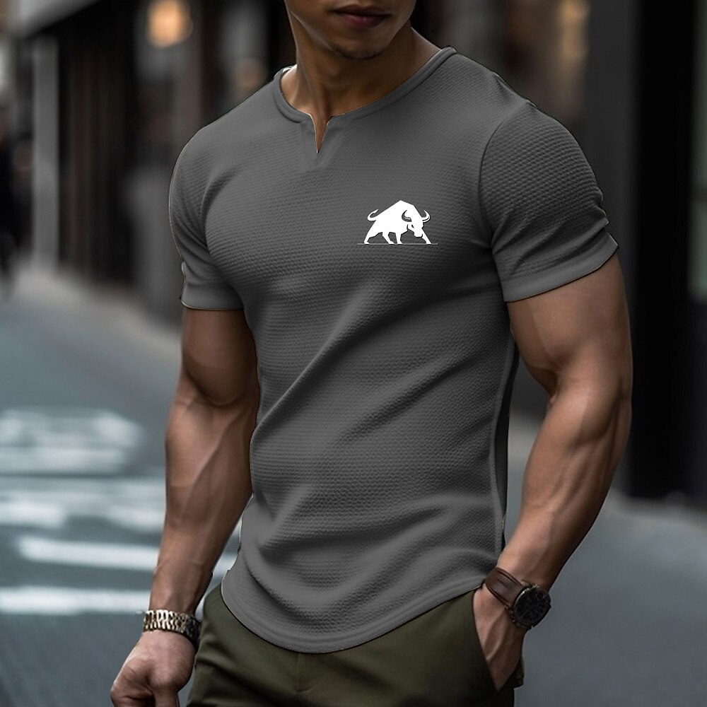 Herren Waffel-T-Shirt V Ausschnitt Bekleidung 3D-Druck Outdoor Täglich Sport Kurzarm Modisch Designer Basic 2025 - $20.99 -P8