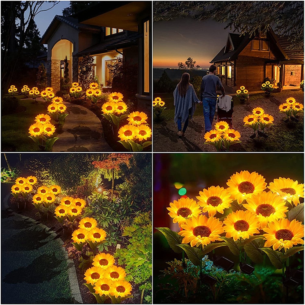 3-en-1 tournesol lumières solaire extérieur led cour parc décoration tournesol sol insertion atmosphère lumière pelouse imitation lampadaire pelouse lampe de 2025 ? $15.49 –P1