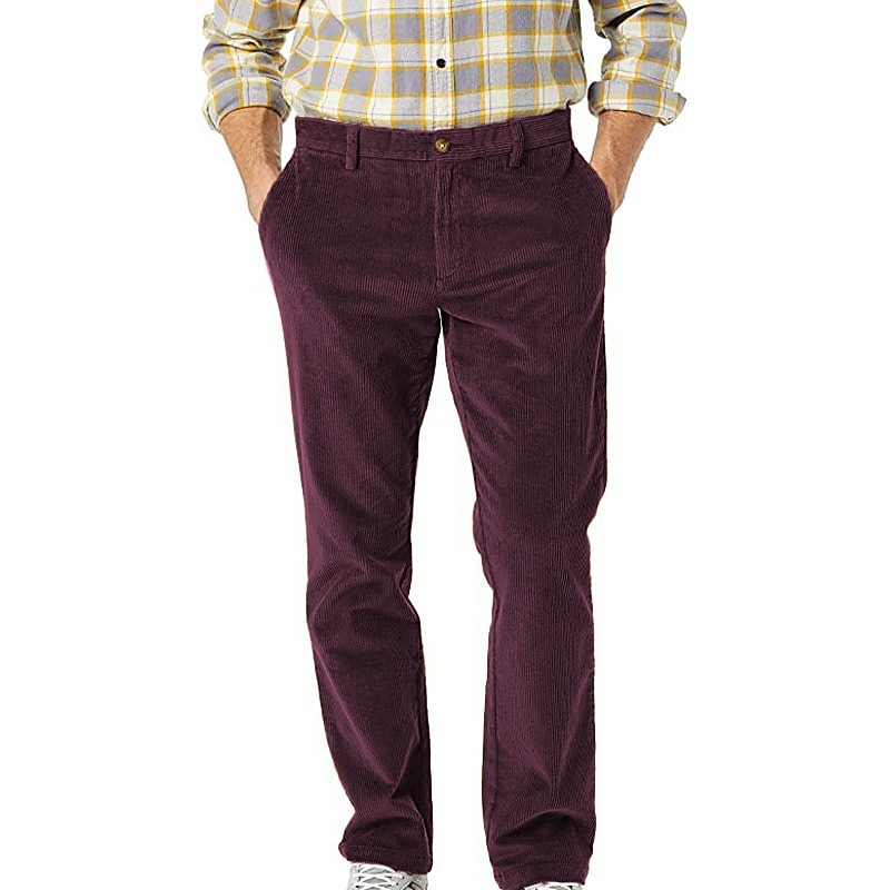 Homme Pantalon en velours côtelé Pantalons Pantalon décontracté Avec Poches Jambe Droite Couleur Unie Confort Chaud Quotidien Fête Sortir Sports Mode Marron Sapin Noir Micro-Élastique de 2026 ? $31.99 –P6