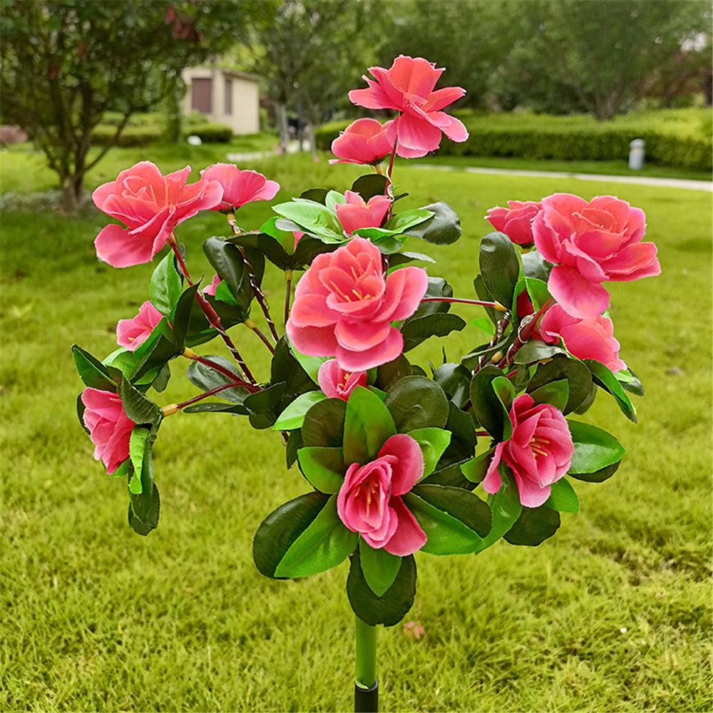 LED Solar Flower Lights Rhododendron Outdoor Simulated Flower Lamp LED Artificial Flower Floor Insertion Lamp  Garden and Courtyard Decorative Lights Holiday Party Decorative Lights 2025 - $24.99 –P7