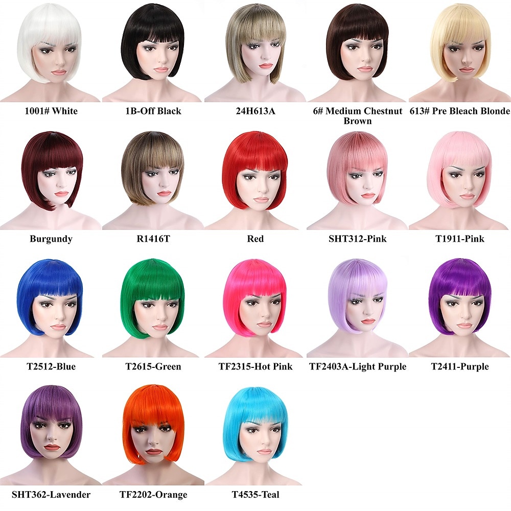 Korte Rechte Haar Flapper Cosplay Kostuum Bob Pruik Halloween Cosplay Feest Pruiken 2026 - $13.99 –P7