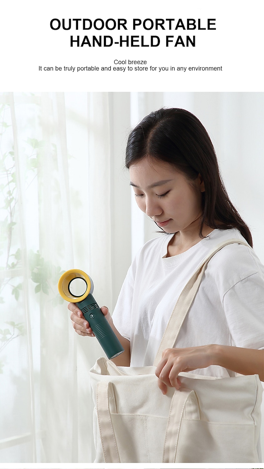 Bladeless Handheld Fan – USB Rechargeable Silent Electric Fan for Desk or Travel, Turbo Design 2025 - $19.99 –P7