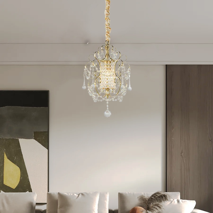 led lysekroner, pendellys loft rustikk enkelthode jern led krystall lysekrone metall soverom auditorium hengende lampe takbeslag lys belysning rustikk elegant gårdshus komp 110-240v 2025 - $257.89 –P14