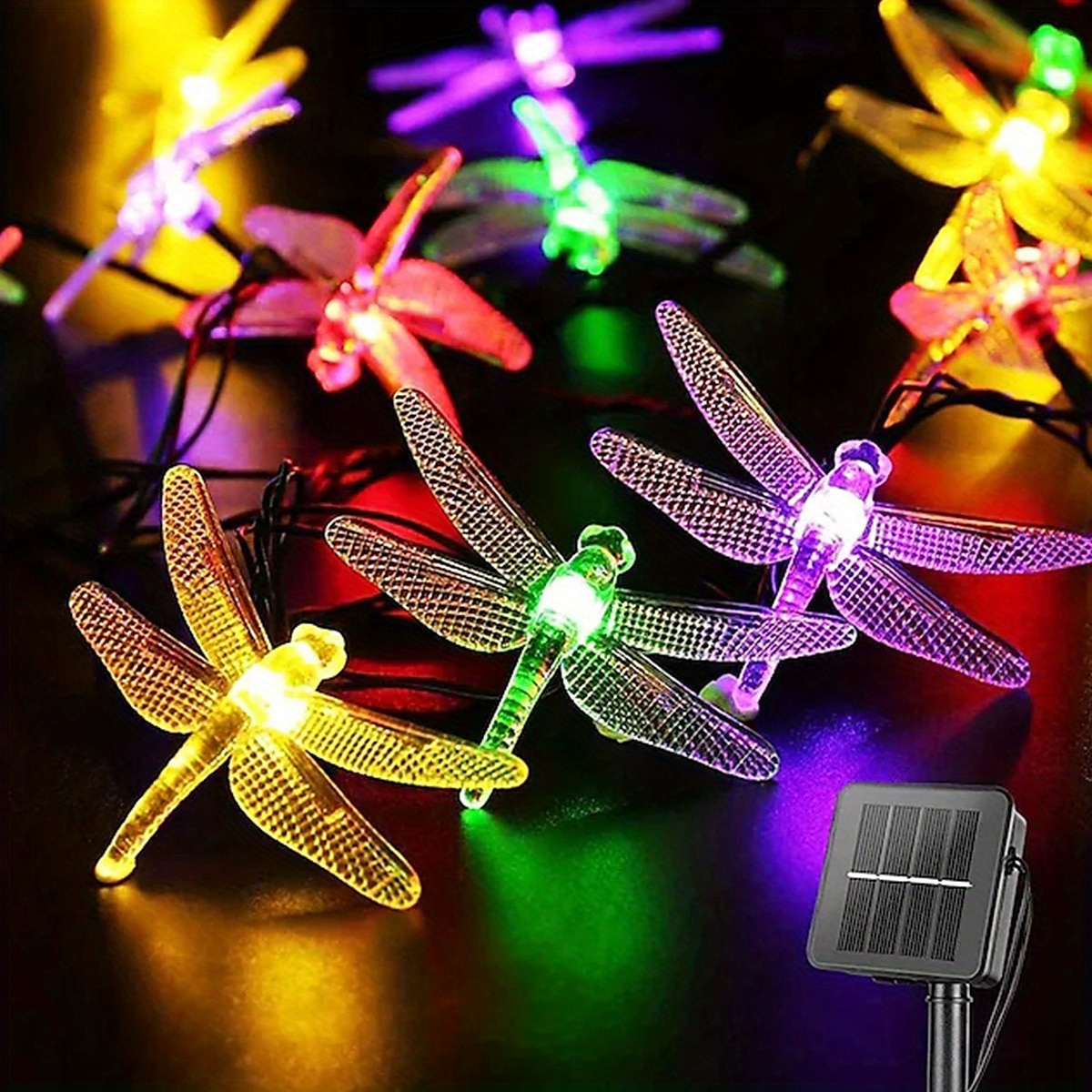 1 Stück Solar-Libellen-Lichterkette, wasserdicht, 20 LEDs, Libellen-Lichterkette, dekorative Beleuchtung für drinnen und draußen, Haus, Garten, Rasen, Zaun, Terrasse, Party 2025 - $12.49 –P7