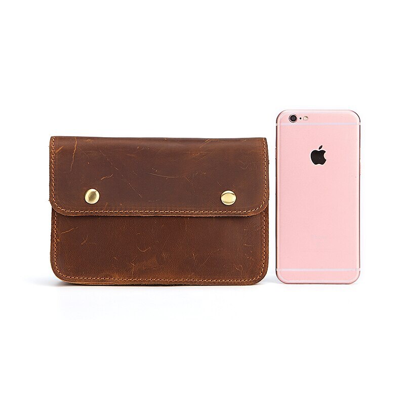 Men's Fanny Waist Bag Crazy Horse Genuine Leather Waist Packs Belt Loop Hip Hook Bum Bag Handmade Travel Small Phone Waist Pouch 2025 - $39.99 –P5