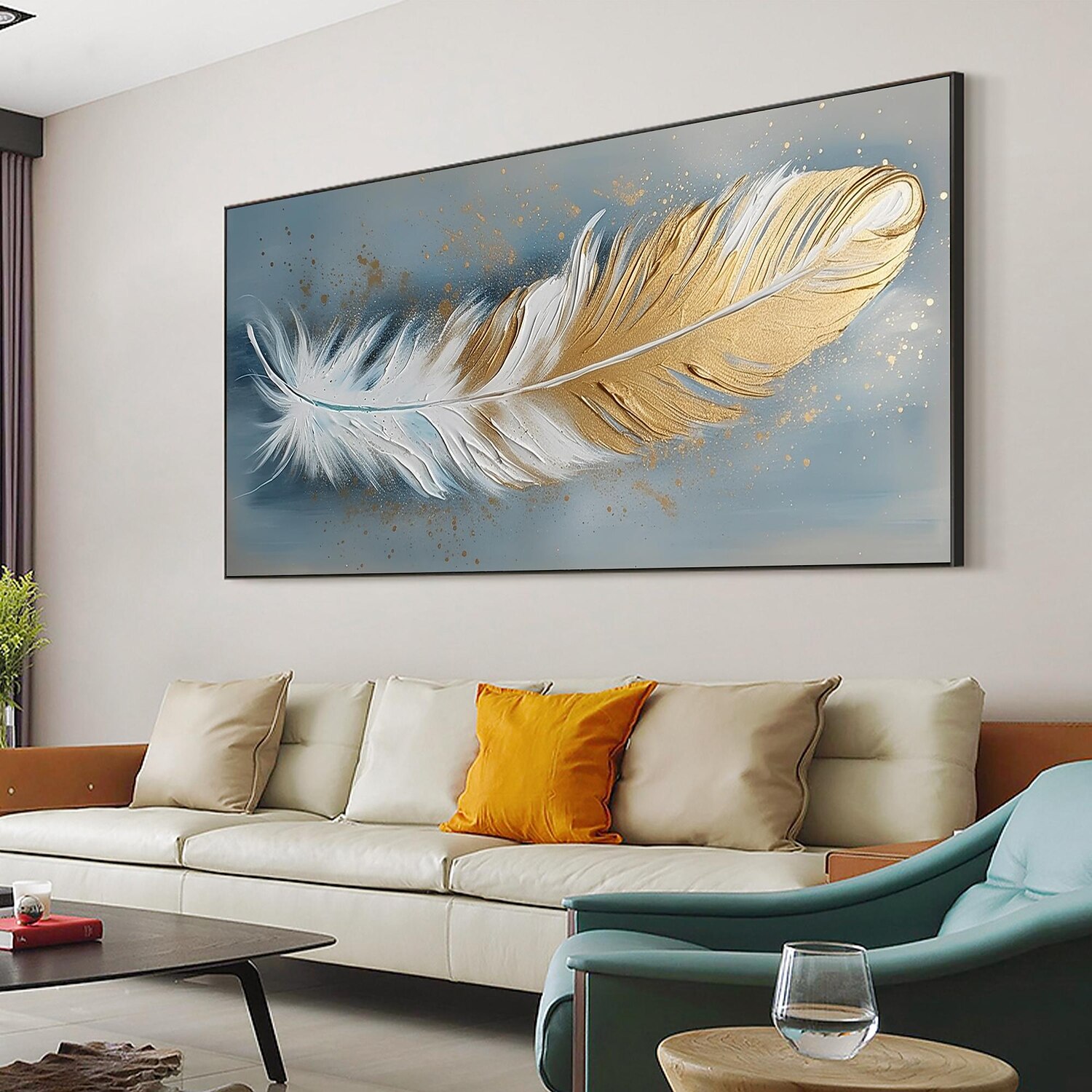 Handmade Oil Painting Canvas Wall Art Decor Original Feather Painting for Home Decor With Stretched Frame/Without Inner Frame Painting 2025 - $150.99 –P16