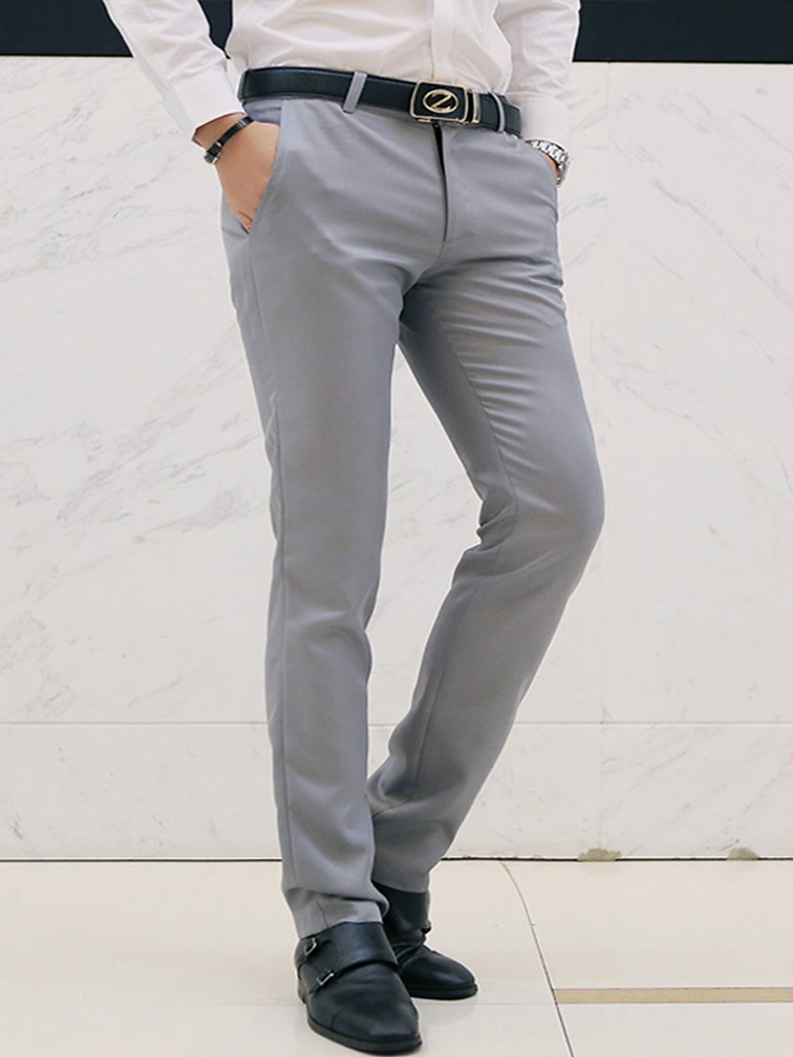 Cheap Men's Fashion Stretch Dress Pants Slim Fit Plaid Pants Business Suit  Pants Casual Golf Pants | Joom
