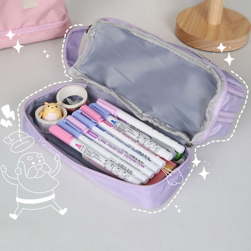 Cheap Kawaii Pencil Cases Large Capacity Pencil Bag Pouch Holder Box for  Girls Office Student Stationery Organizer School Supplies