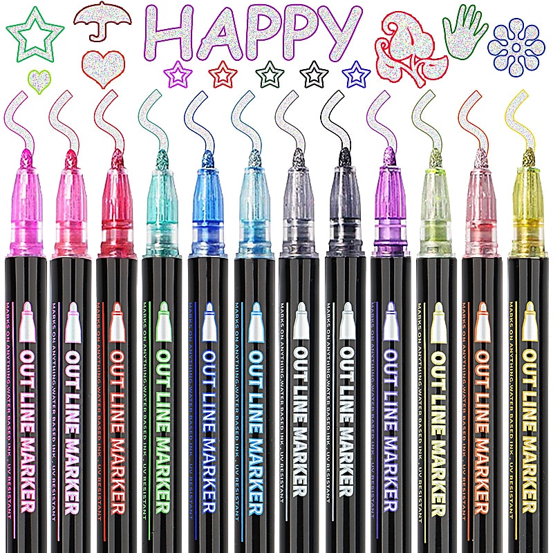 Fantasy Dual Line Outliner Handwriting Markers Color Markers 24