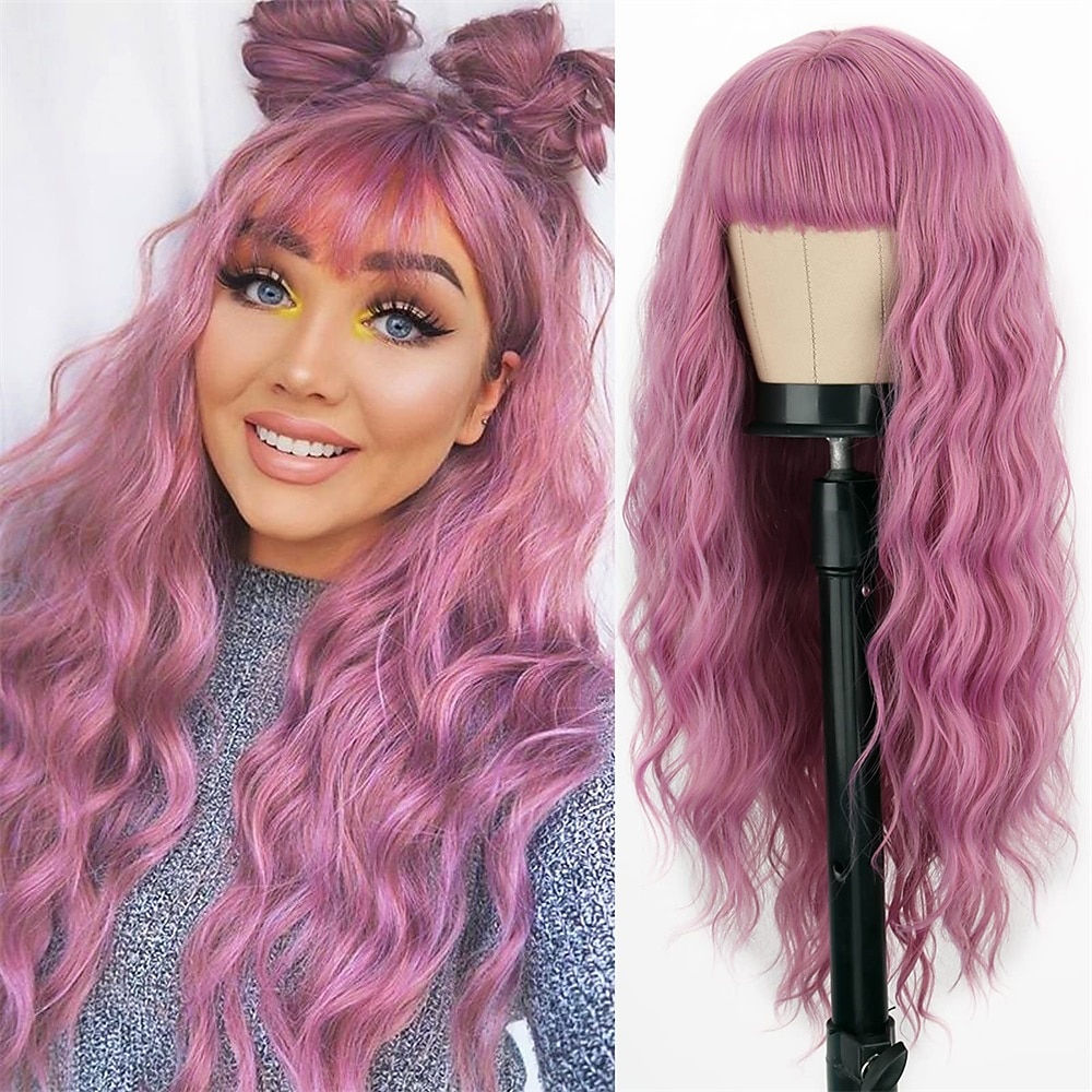 Peruca Longa Ondulada Vermelha com Franja Peruca Sintética Longo Cabelo Vermelho para Mulheres Vermelho Vinho Cacheado Fantasia Peruca Borgonha para Uso em Festas Dia a Dia Perucas de Halloween de 2025 por $16.49 –P3