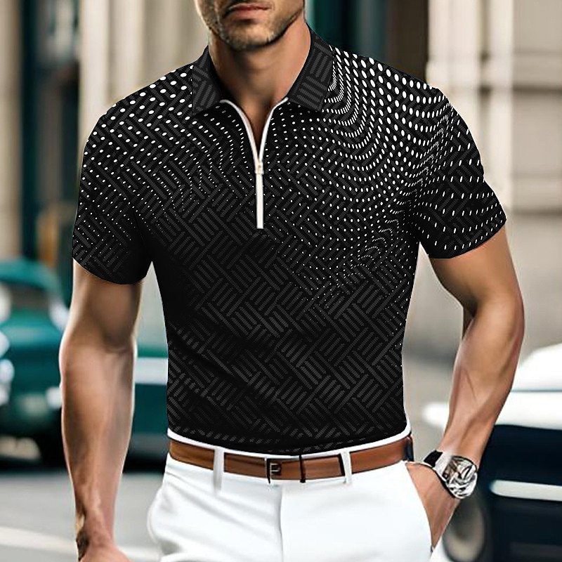 Per uomo A Pois Polo con zip Maglia da golf Manica Corta Magliette polo Camicie con Colletto Business Casual Abbigliamento da lavoro Abbigliamento Formale Abbigliamento da festa Stampa 3D Polo con del 2025 a $22.99 –P5