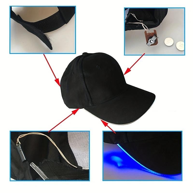 led lichtgevende hoed lichtgevende baseballpet outdoor zonneklep zonnebrandcrème pet lichtgevende pet 2025 - $13.99 –P6
