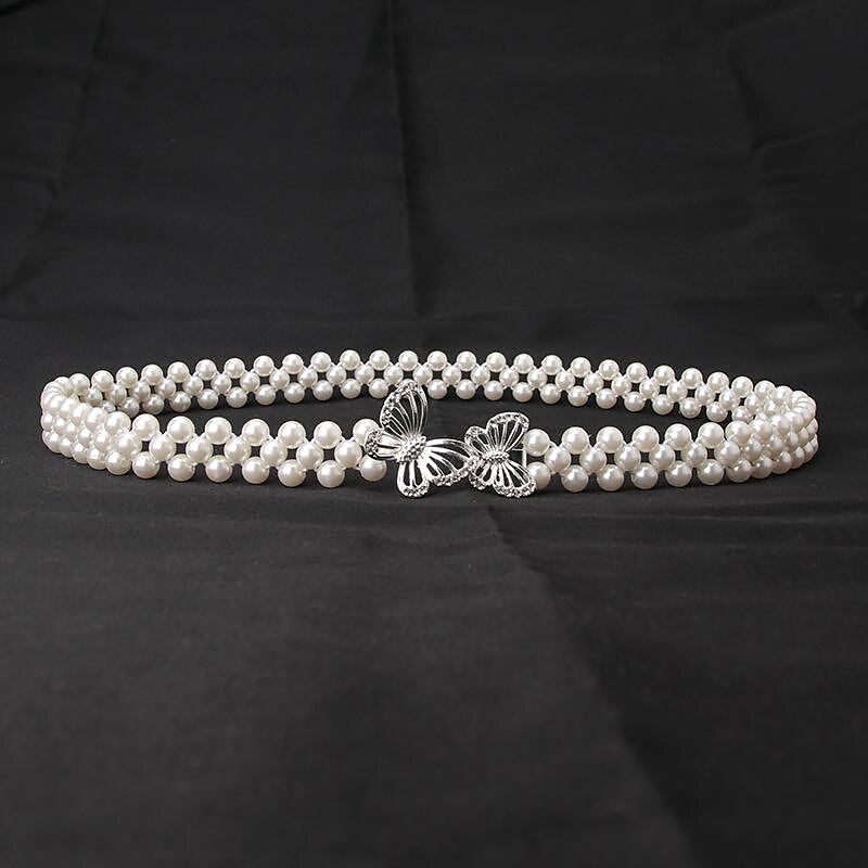 Damen Perle Taille Kette koreanische Version Strass Perle dekorative Gürtel Mode süßes Kleid elastischer Gürtel Frauen Großhandel 2025 - $4.49 –P8