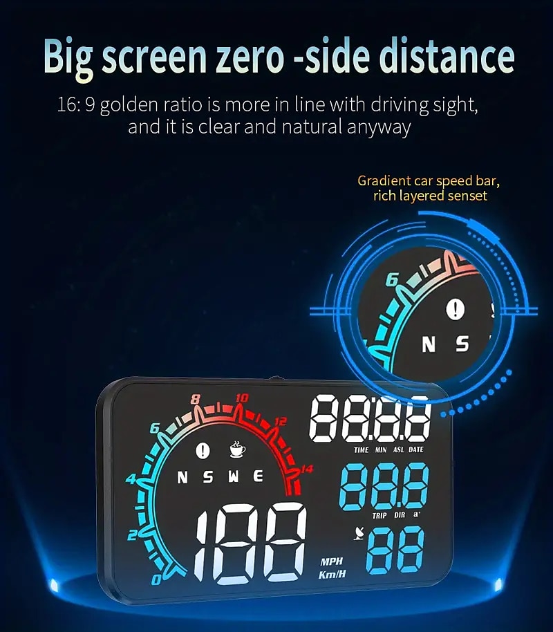 Универсальный цифровой GPS спидометр 5,5" HUD дисплей для автомобиля скорость в милях/км/ч напоминание о усталости при вождении сигнализация превышения скорости HD-дисплей для всех транспортных 2025 - $65.99 –P2