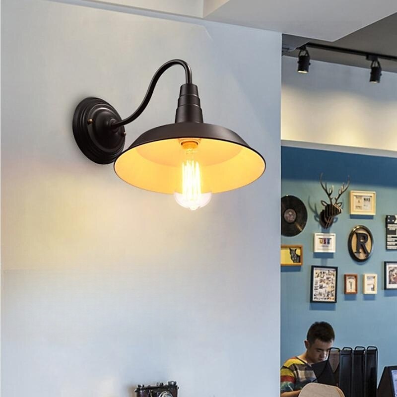Lámpara de granero para interiores y exteriores, resistente al agua, de cuello de cisne negro, aplique de pared industrial vintage para almacén, iluminación de porche de pared de granja moderna, 110-240 V 2025 - $66.99 –P7