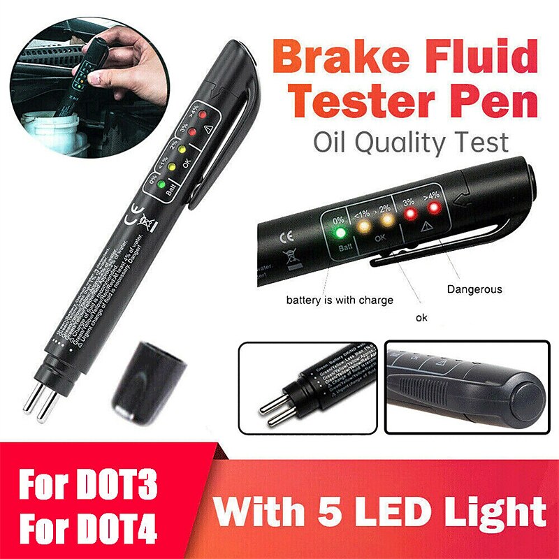 Brake Fluid Liquid Tester Auto Brake Diagnostic Testing Tool Hydraulic Fluid Liquid Oil Moisture Analyzer With 5 LED Indicators Brake Testing Tool 2025 - $15.99 –P6