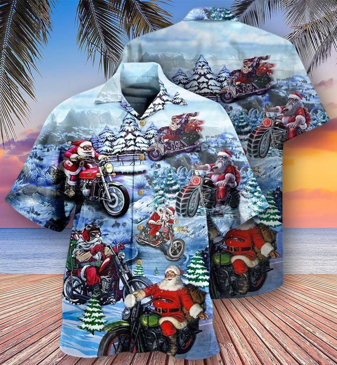 Camisas navideñas con estampado de escena navideña para hombre, camisas con gráfico de Papá Noel, camisas casuales de calle, manga corta, 3D, con botones, ropa de moda 2025 - $24.99 –P3