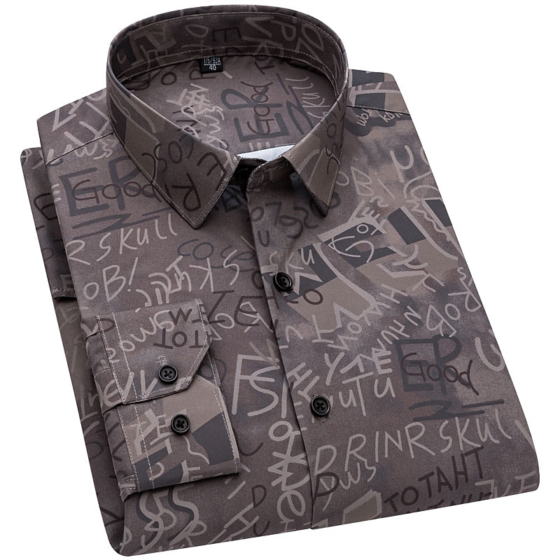 Herren Oberhemd Schwarz Dunkelmarine Braun Langarm Streifen und Plaid Umlegekragen Ganzjährig Büro & Karriere Büroparty Bekleidung 2025 - $21.99 –P2