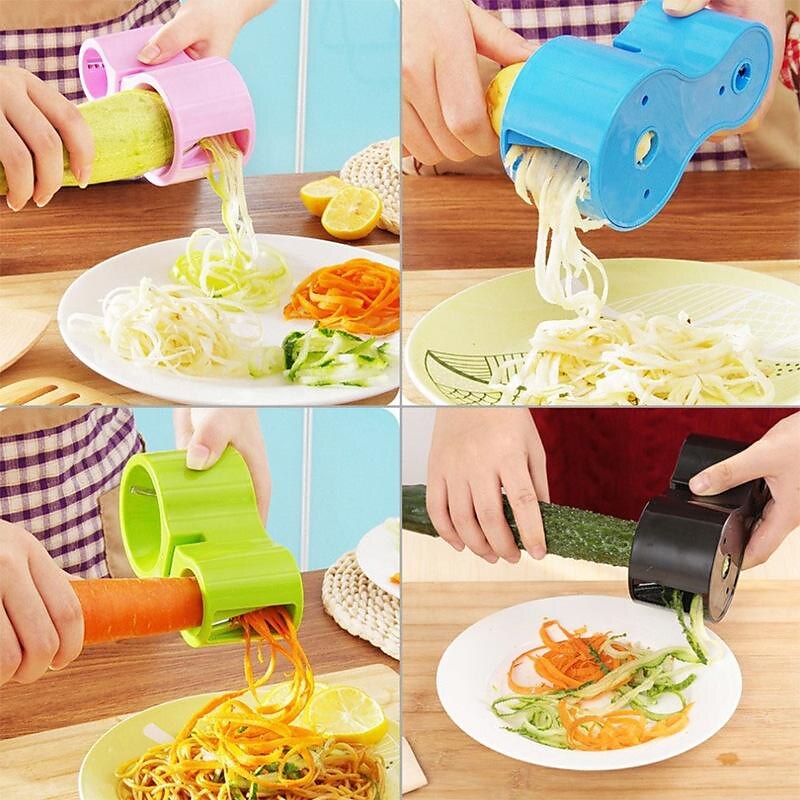 2 In 1 Multifunctional Spiral Cutter Double Grater Shredded Slicer with  Knife Sharpener for Vegetables Random Color