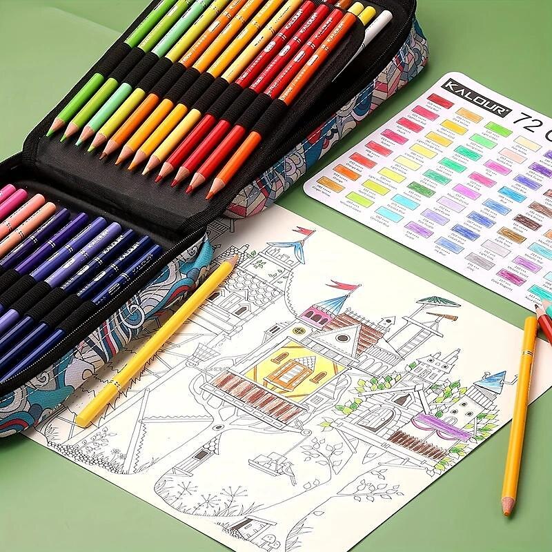 Premium kleurpotloden voor volwassen kleurboek, set van 72 kleuren, etui met ritssluiting, met puntenslijper, zachte kern, 7 metallic kleuren, ideaal voor het mengen van lagen, voor kunstenaars, 2025 - $43.99 –P7