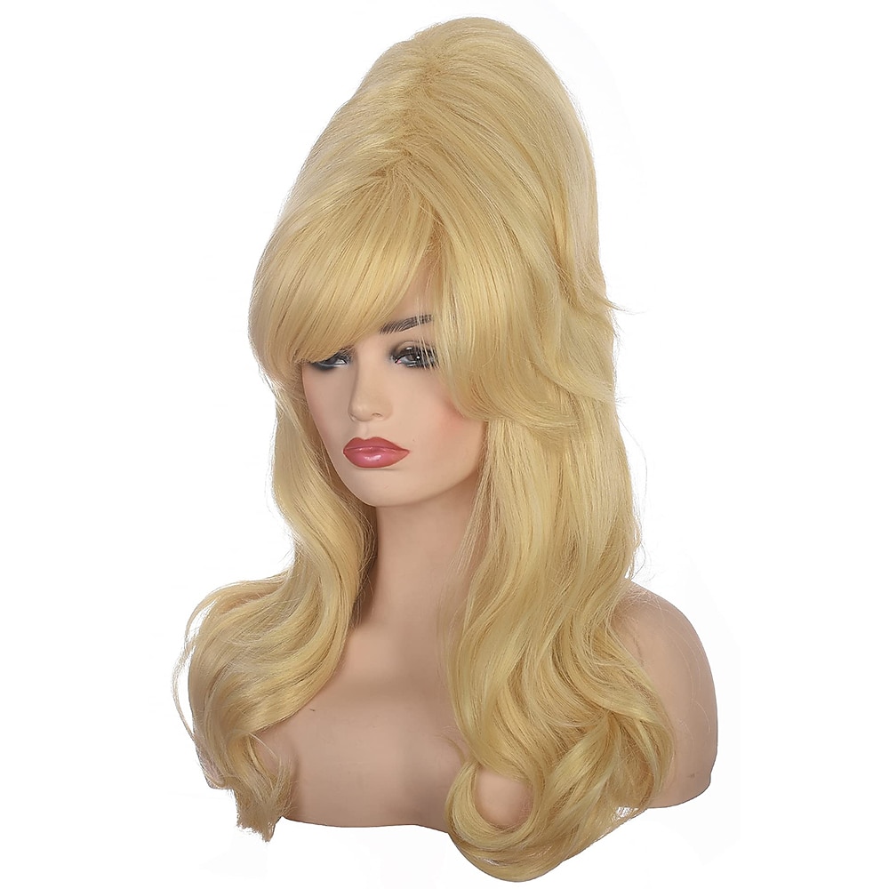 Women Black Beehive Wig Long Curly Wavy Bouffant Heat Resistant Synthetic Hair wigs for Womens Vintage Costume Cosplay Carnival Party Halloween Wigs 2025 - $26.99 –P7