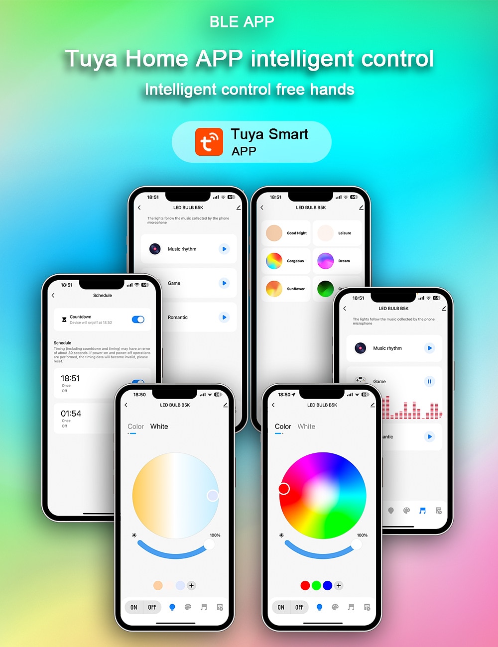 E26 Tuya Smart LED Bulb A19 Alexa Voice Control Dimming and Coloring WiFi A70 Bulb Light RGBCW 9W15W 2025 - $7.49 –P5