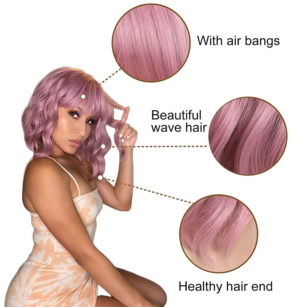 Pastel Golvende Perkament Met Luchtponny Vrouwen Korte Bob Paarse Roze Krullende Schouderlengte Bob Synthetische Dagelijkse Gebruik Kleurrijke Cosplay Perkament voor Meisjes Halloween Perkamenten 2025 - $15.49 –P7