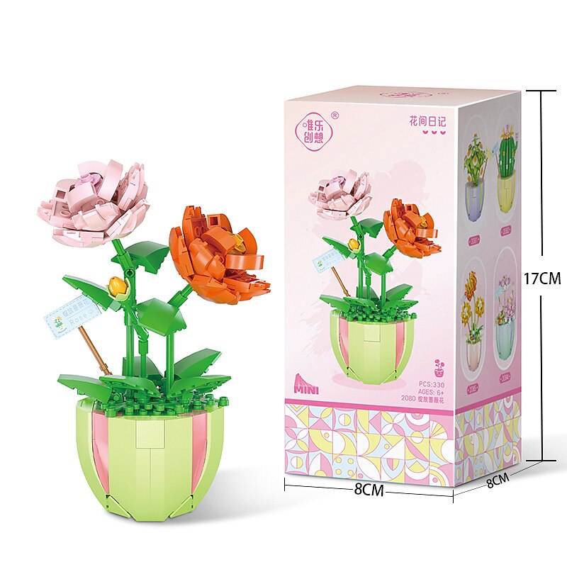 cadouri de ziua femeii compatibile cu asamblarea puzzle-urilor jucării blocuri de construcție cu particule mici flori carne plante în ghivece decorațiuni pentru buchet cadouri pentru fete cadouri de 2025 - $19.99 –P6