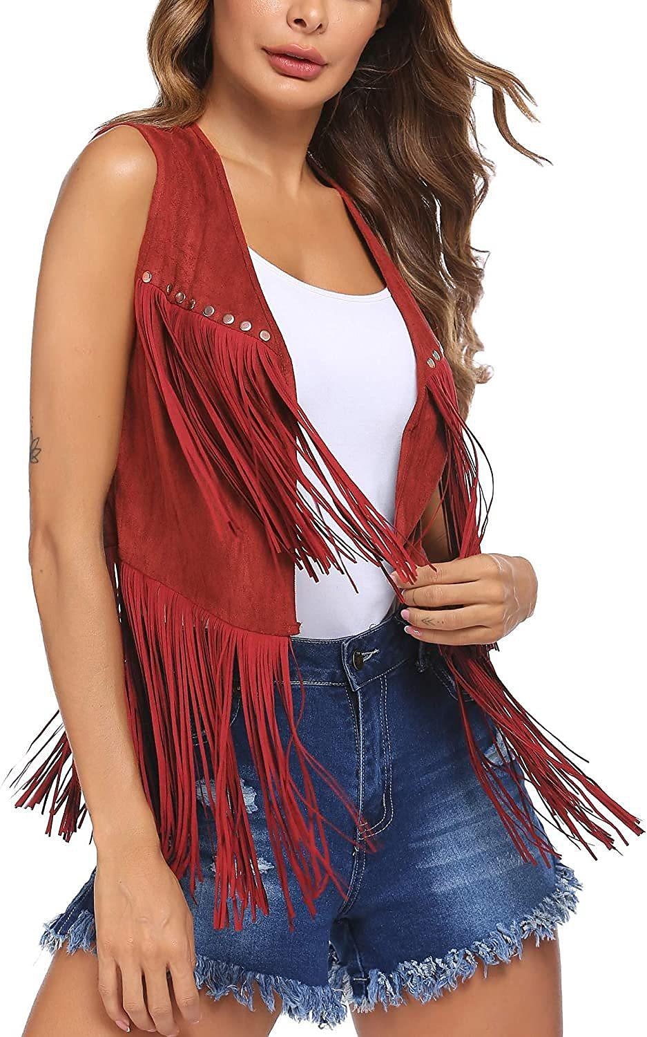 Hippie Retro Vintage Tassel 1960s Hippie 1970s Disco Suede Vest 70s Fancy Dress Women 70s Outfits Women's Tassel Fringe Costume Vintage Cosplay Carnival Masquerade Holiday Sleeveless Vest Carnival 2025 - $27.99 –P7