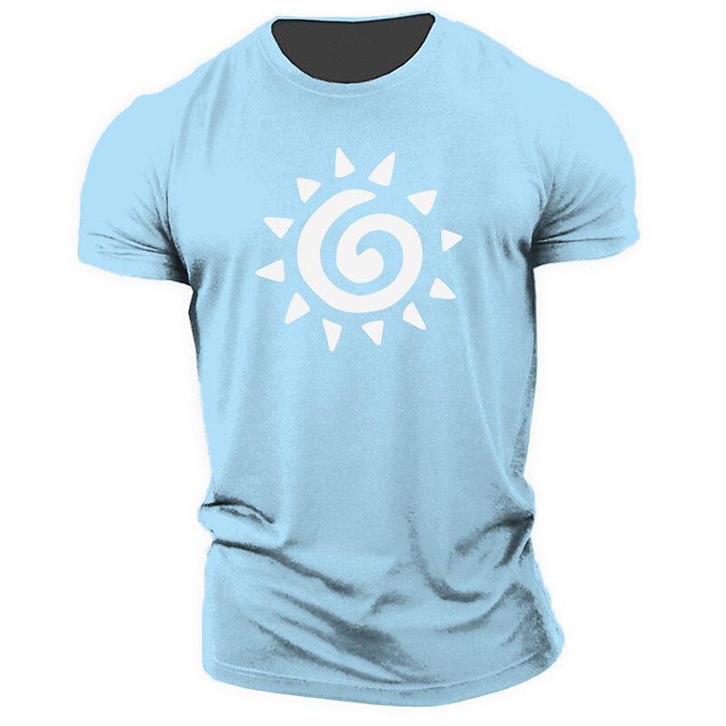 Herren Sonne Grafikdrucke T Shirt Grafischen T-Shirt Baumwolle Kurzarm Grafik Hemd Weiß Marineblau Blau Bequemes T-Shirt Outdoor Straße Modedesigner-Kleidung 2025 - $15.99 –P5