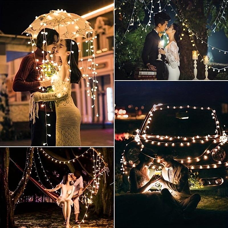 שמש חיצוני עמיד למים led כדורי אור חיצוני 6m/7.5m/12m לגן חג המולד חג קמפינג מסיבת קישוט חיצוני 8 מצבי תאורה 30/50/100 לדים 2025 - $13.99 –P11
