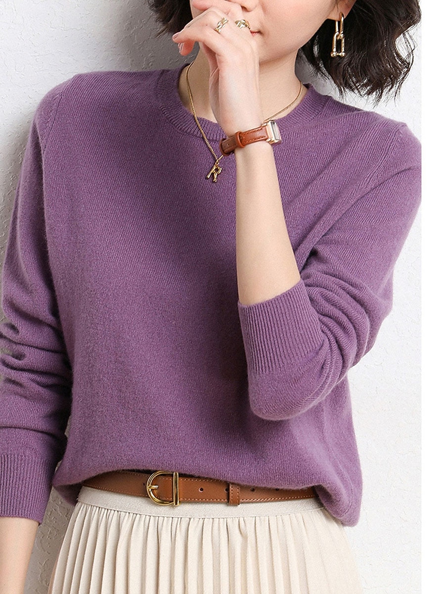 Femme Pull mode Décontractées Flexible Couleur unie A côtes Col Ras du Cou énorme manche longue Tricoter Extérieur du quotidien Sortie Noir Blanche Automne Hiver de 2025 ? $5.99 –P15