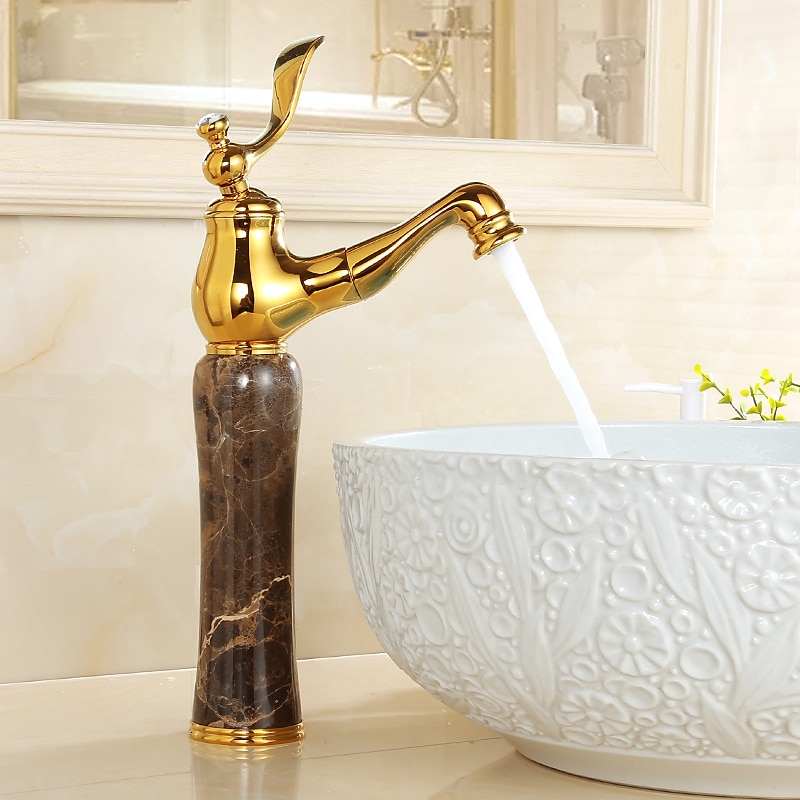 Traditional Bathroom Faucet Pull Out Basin Sink Mixer Taps Short/Tall, Vintage Brass Vessel Taps Ceramic Single Handle, with Cold and Hot Hose 2025 - $89.99 –P9